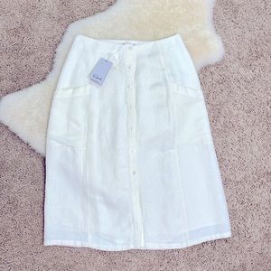 New Rails Freya Linen Blend Button Front Skirt S